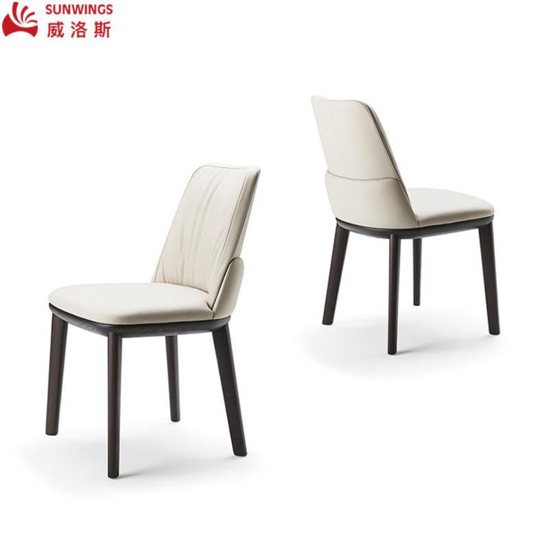 Modern and Simply Solid Wood PU Leather Dining Chair for Living Room