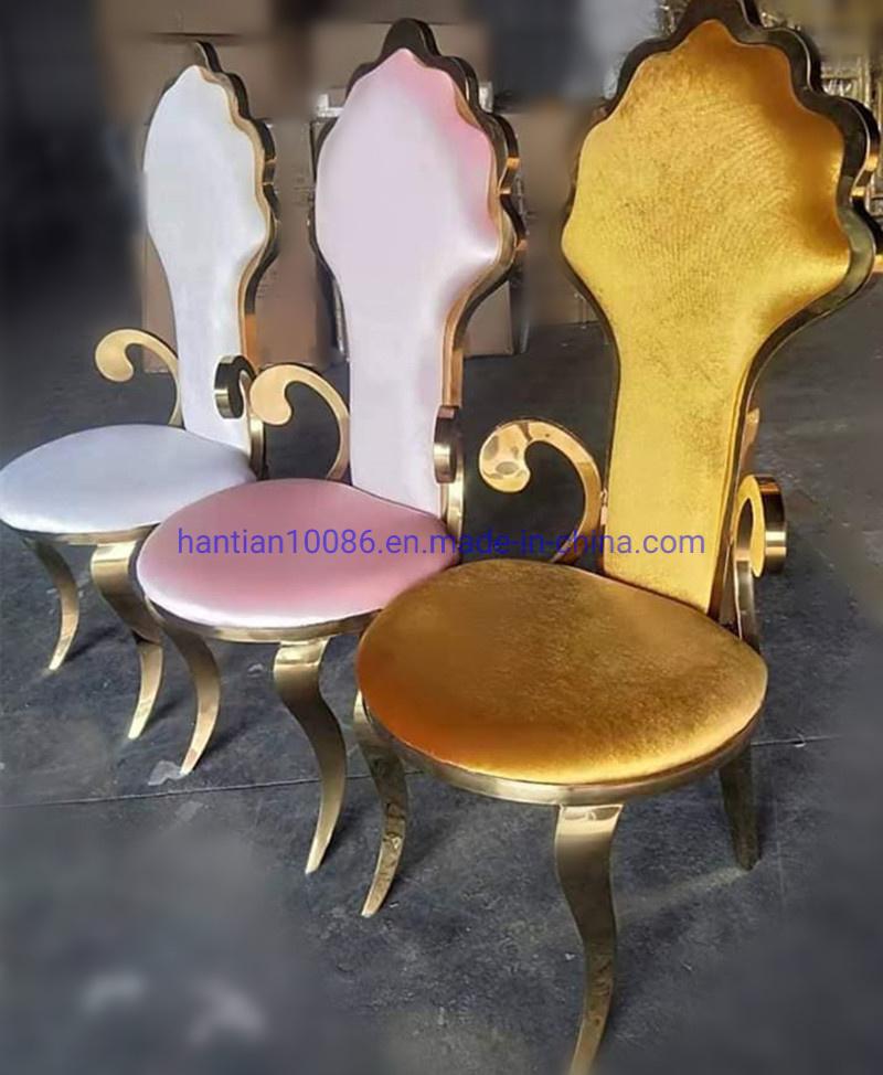 New Wave Flower High Back Wedding Event Royal Chair for Bride and Groom Dining Room