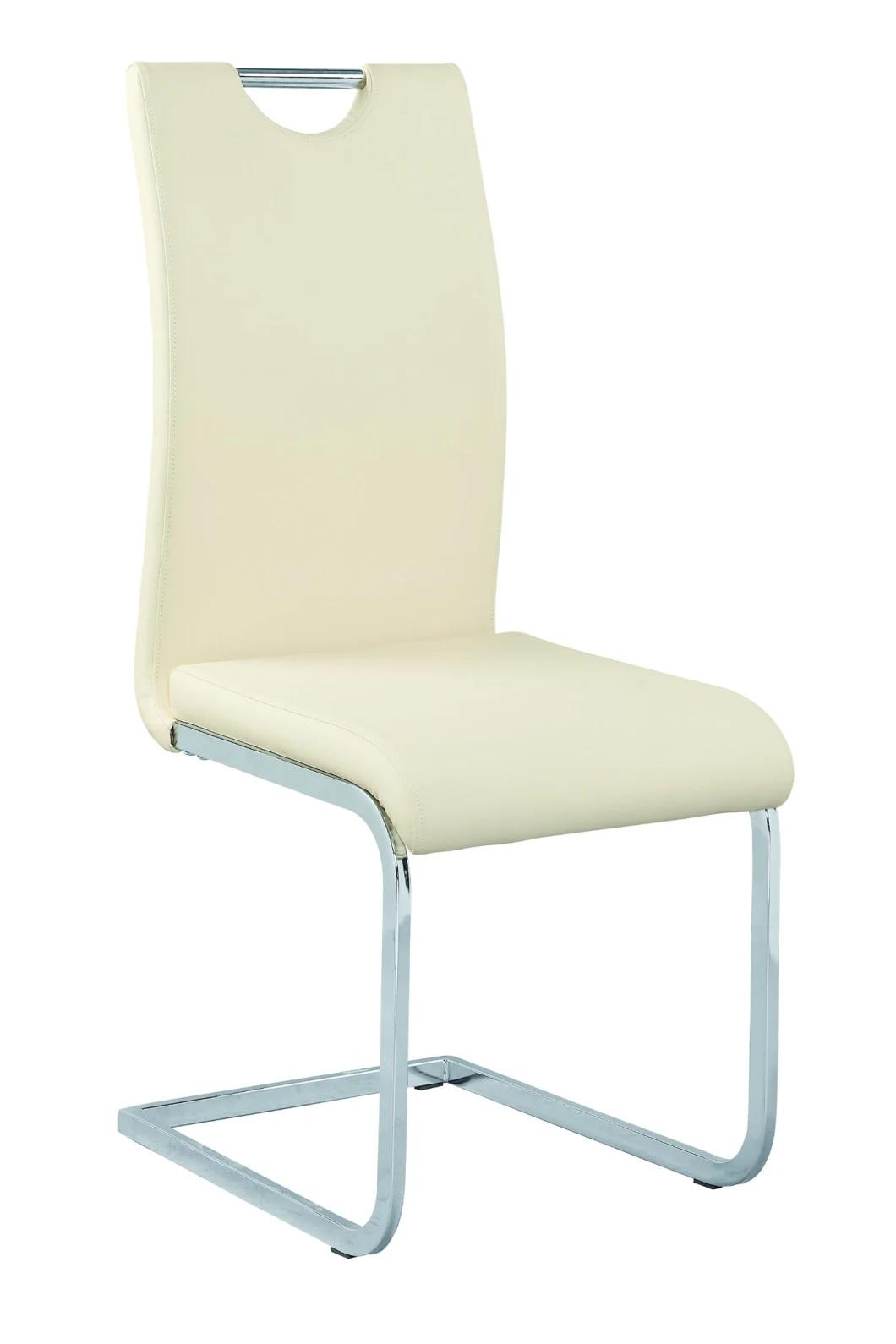 Cream PU Chrome Iron Dining Chair