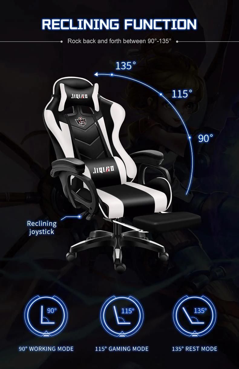 Cheap LED PU Leather Reclining OEM ODM CE Certified Ergonomic Silla Gamer Office PC Racing Computer Gaming Chair with Footrest and Massage