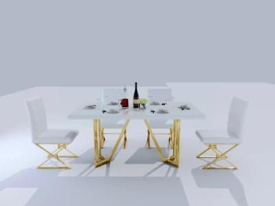 Modern Metal Steel Home Furniture Living Room Dining Table and Dining Chair
