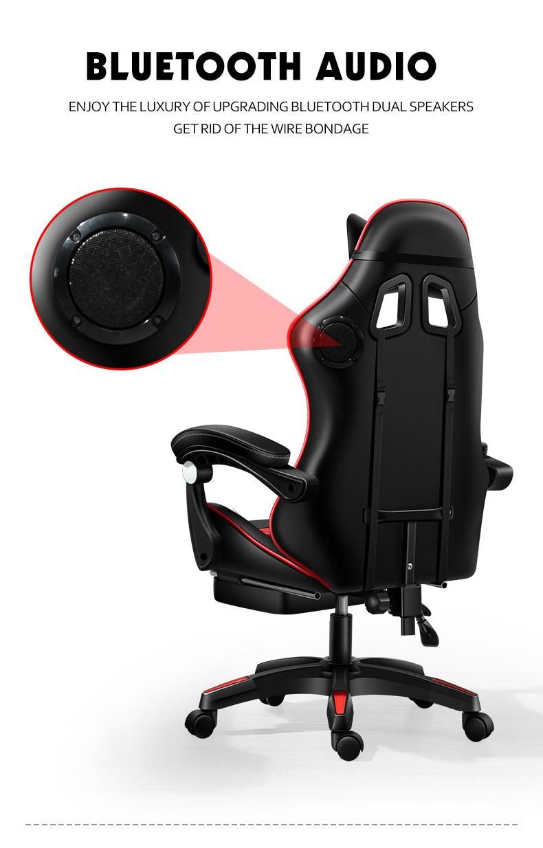 CE Approval RGB Racing Computer PC Modern Ergonomic Swivel Footrest Leather Game High Quality OEM Reclining Gaming with Speaker Chair