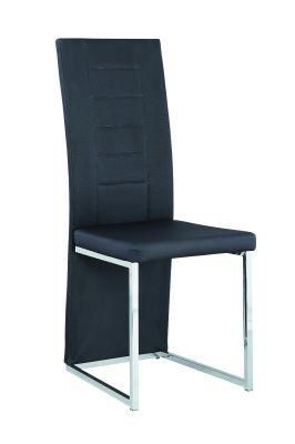 Black PU High Back Chrome Legs Dining Chair