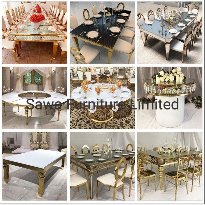 2020 Sawa Event Banquet Party Hotel Golden Stainless Steel Chair with Leather