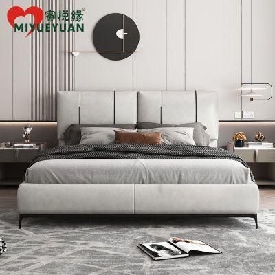 Hot Sale Factory Price Box Bed Wood Leather Luxury Modern Beds