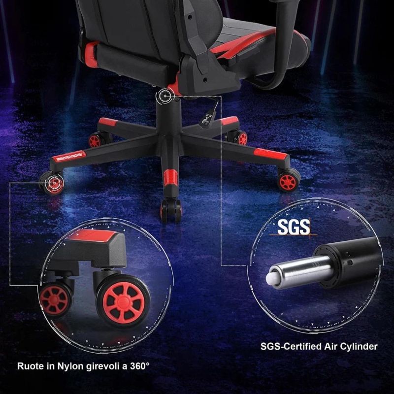 Custom China Black Red Wooden Framepu Leather Office Adult Ergonomic Racing Computer PC Gamer Gaming Chair for Sale