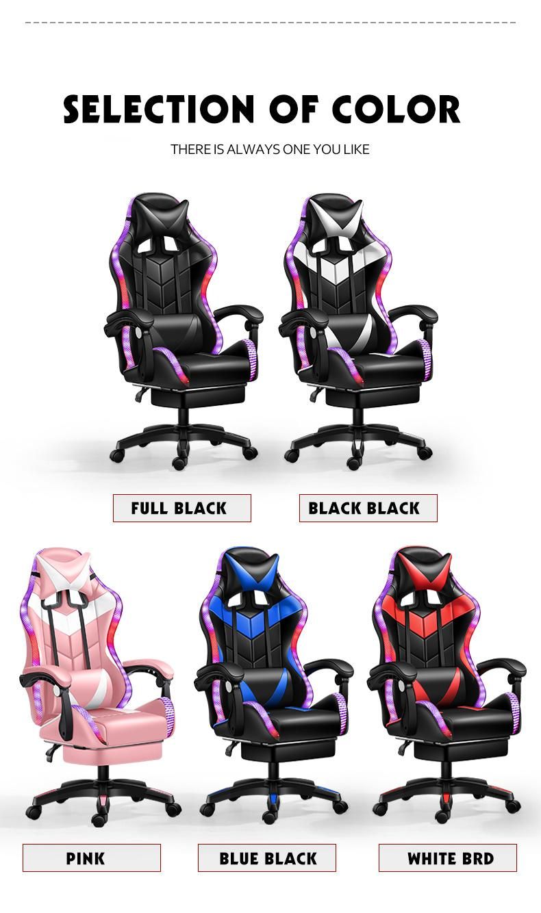 CE Approval Custom Cheap Office PU Leather Computer PC Game Racing Silla Gamer RGB LED Gaming Chair with Lights