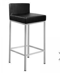 Black Leather Heiight Stainiess Steel Breakfast Kitchen Island Bar Stool