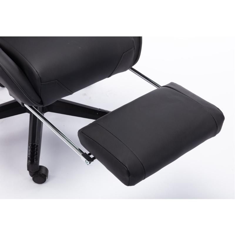 Factory Direct Wholesale Ergonomic Luxury Colorful PC Racing Reclining Chair Leather Gaming Office Chair with Footrestblack