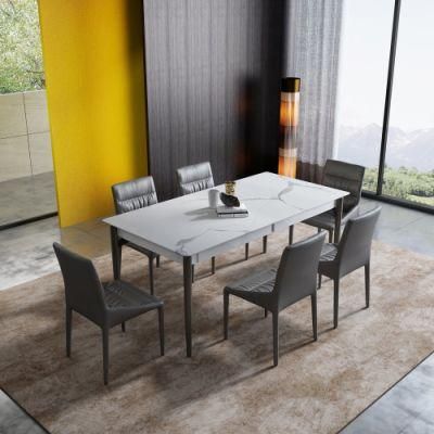 Modern Simple Style Home Dining Furniture Set with Carbon Tool Steel Chair Leg