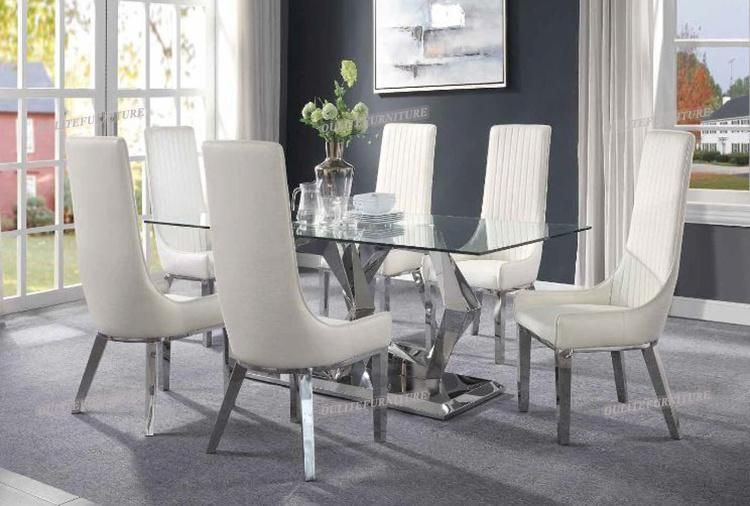 Stainless Steel Leather Dining Chair with Table for Dining Furniture