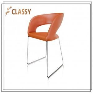 Curved Seat Design Stainless Steel Frame Leisure Leather Dining Chair