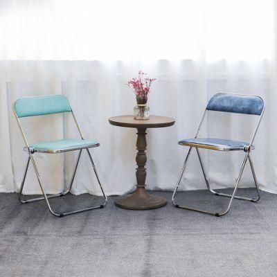 Home Furniture Metal Frame Folding Dining Chair with Leather