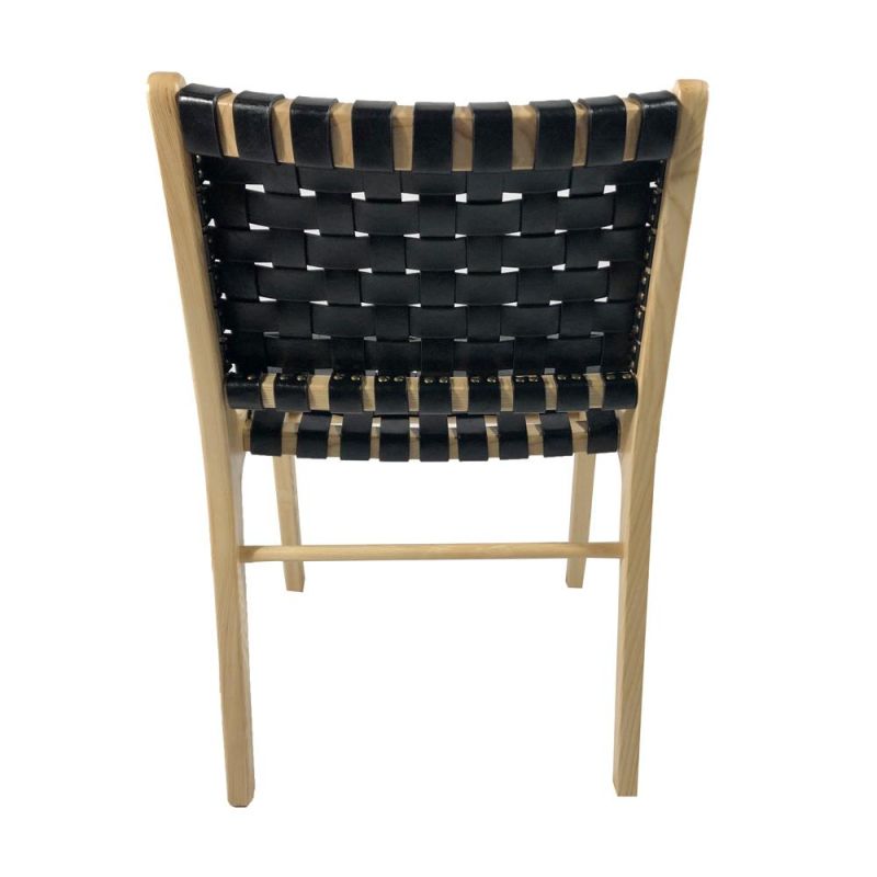 Fashion Style Teak Wood with PU or Leather Twig Braiding Restaurant Dining Chair