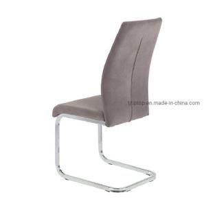 Free Sample Modern PU Leather Chair Metal Leg Furniture Elegant Upholstered Leather Dining Chair