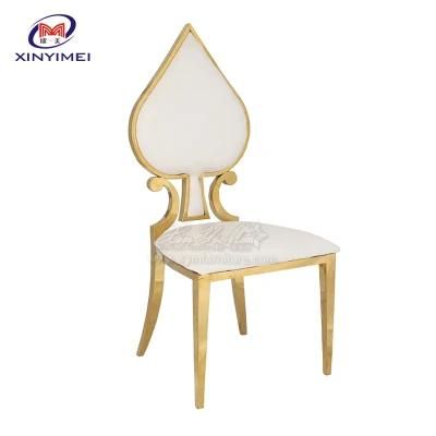 Luxury Dining Room Furniture Special Back White Leather Gold Stainless Steel Banquet Chair