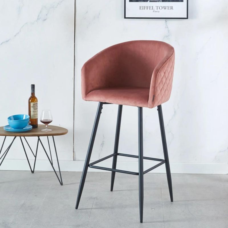 Hot Selling Home Bar Stool High Chair Synthetic Leather Modern Kitchen Chairs Bar Metal Hotel Bar Restaurant Furniture
