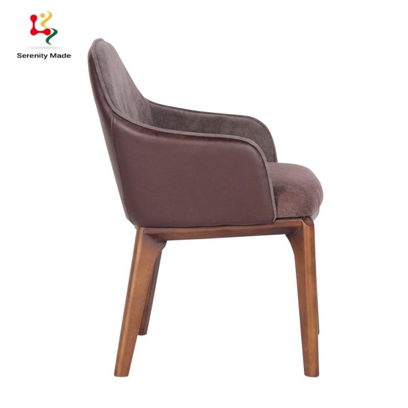 Restaurant Furniture Upholstered Armhair for Cafe Hotel Coffee Shop Modern Leather Dining Chair