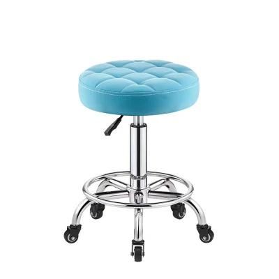 Home Kitchen Office Furniture Modern Design Swivel PU Seat Chair with Chromed Base for Cafe Bar