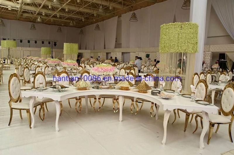 Luxury Wedding Restaurant Furniture Brass Gold Stainless Steel Round Back Stay Velvet Dining Chairs