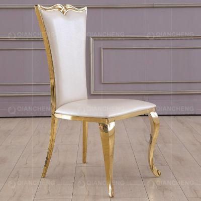 Hotel Furniture PU White Wedding Chair with Silver Stainless Steel Frame