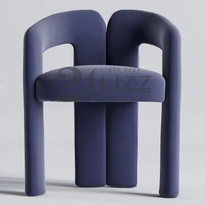 New Arrival Contemporary Style Hotel Home Furniture Italian Design Wood Frame Fabric Blue Leisure Chair