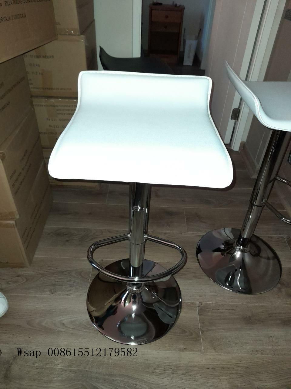 White Leather Bar Stools Stainless Adjustable Barkruk Modern Dining Swivel Stool