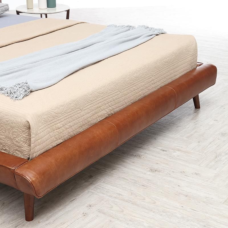 Luxury Bedroom Furniture Genuine Leather Bed King Bed for Home Use