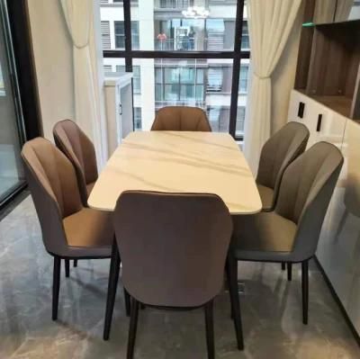 Home Furniture Dining Chairs for Kitchen Leather Chair Steel Legs