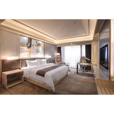 Simple Hotel Bedroom Furniture with Wooden Bed Base