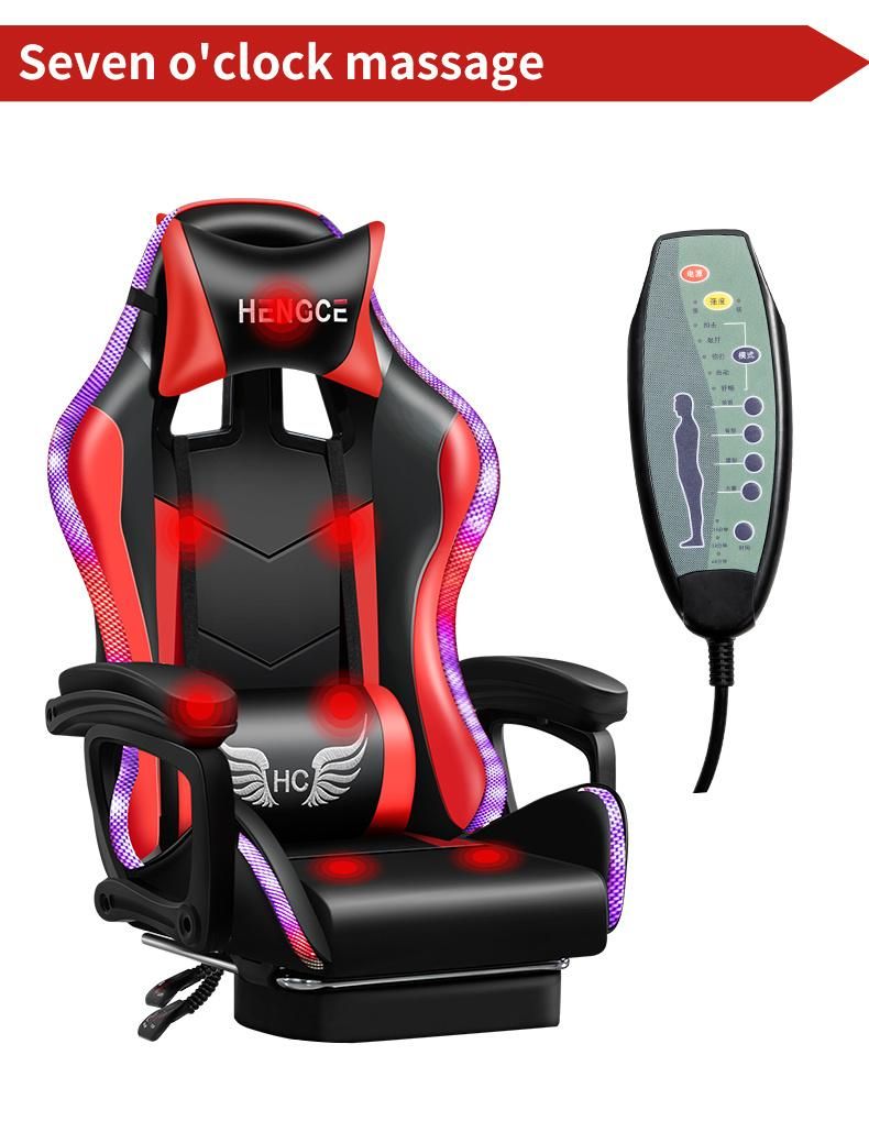 Wholesale CE Approval Massage Office Gaming Racing Computer Backrest Home Pink Girl Reclining Office Chair Comfortable LED Gaming Chair