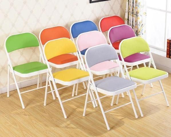 Folding Upholstered Living Room Chair Easy Folding PU Chair Modern Metal Frame and PU Leather Seat Folding Chair