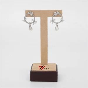 Brown T Shape Earring Display Stand with Microfiber Imported From Italy