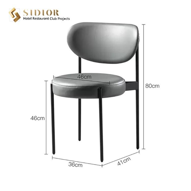 Chinese Factory Furniture Metal Frame Restaurant Chair with Seat Pad PU Leather