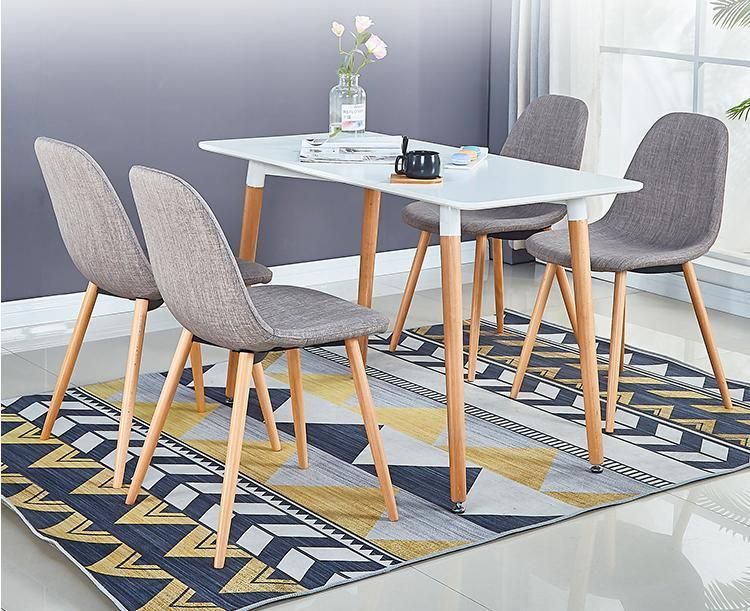 Grey PU Leather Dining Chairs of 4 Modern MID Century Dining Kitchen Room Chairs Upholstered with Wood Look Metal Legs