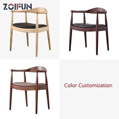 Hot Sale Modern Minimalist Solid Wood Ox Horn Chair Solid Wooden Dining Chair with PU/Leather Cushion