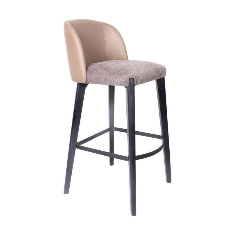 Modern Wood Bar Stool for Cafe Restaurant Leather Upholstered Counter Stool