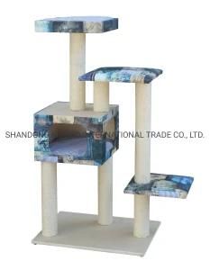 Stable Cat Scratching Tree Cat Furniture with Removable Cushion Cat Condo