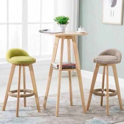 Rustic Kitchen Counter Modern Leather Fabric Wooden Swivel Bar Stool
