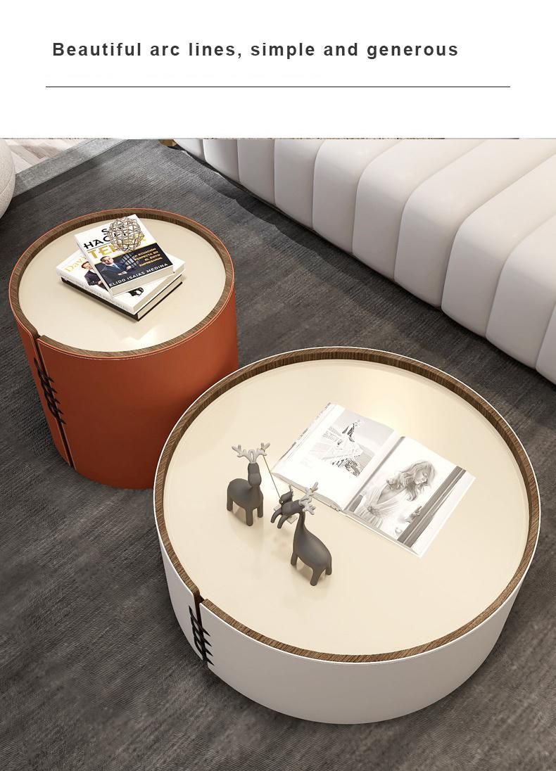 Home Furniture Leather Sintered Stone Coffee Table Set