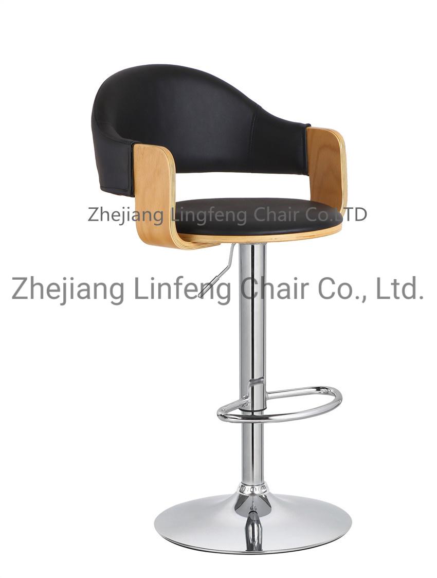 Leather Wood Industrial Restaurant Bar Home Chair with Leather Seat