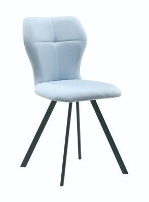 Light Blue Fabric Black Powder Coating Legs Bar Chair