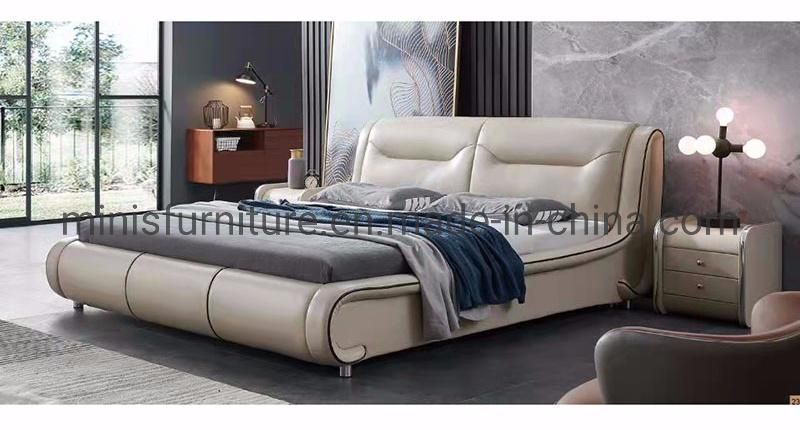 (MN-MB102) Bedroom Soft Furniture Simple Leather Double Bed
