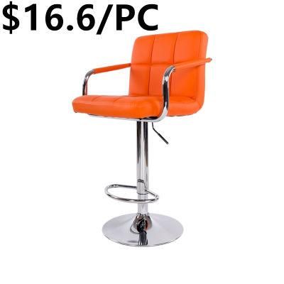 Cheap High Rotation Adjustable Polyurethane Leather Restaurant Kitchen Bar Chair