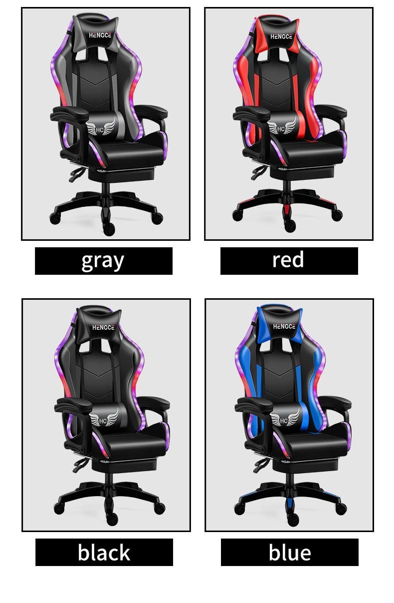 2021 Hot New Design Modern Luxury Swiveling Reclining CE Approval RGB LED Light Silla Gamer Racing Video Game Gaming Chair with Footrest