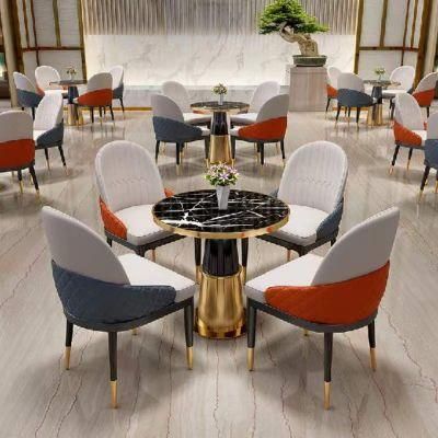 Postmodern Minimalist Style New Stainless Steel Leather Chair Hotel Back Dining Chair