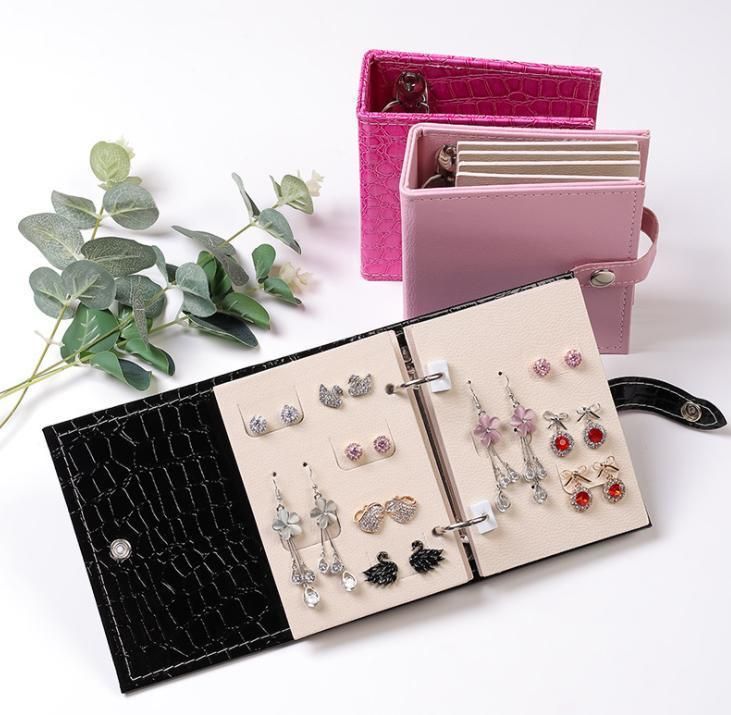 Earring Stud Collection Book Jewelry Display Rack Jewelry Box PU Leather Jwelery Collection Book