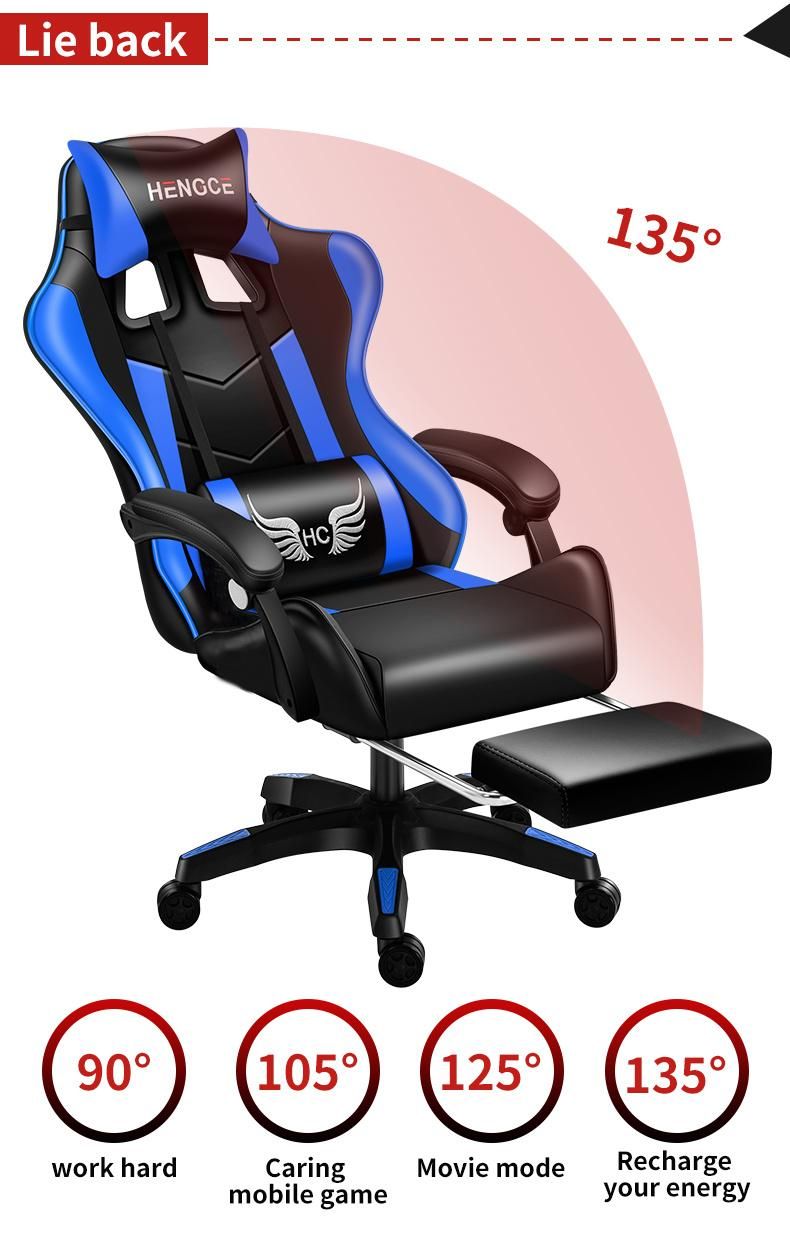 New High Back Speaker Leather CE Approval Gaming Chair with Headrest
