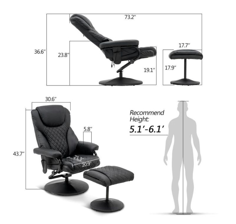 Reclining Lazy Man Leisure Chair Swivel Lounge Chair with Leg Rest