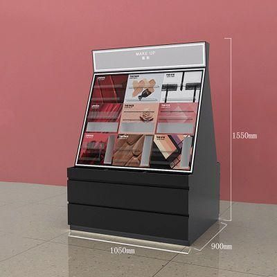 Factory Custom Middle Island Counter Unit Retail Store Makeup Display Showcase with Light Box